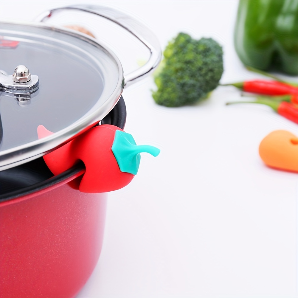 1pc Creative And Lovely Chili & Carrot Shaped Pot Lid Lifter With  Anti-overflow Silicone Cover