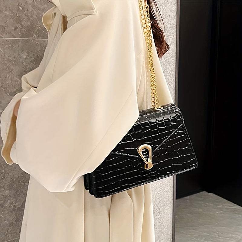Crocodile Pattern Crossbody Bag Chain Shoulder Bag