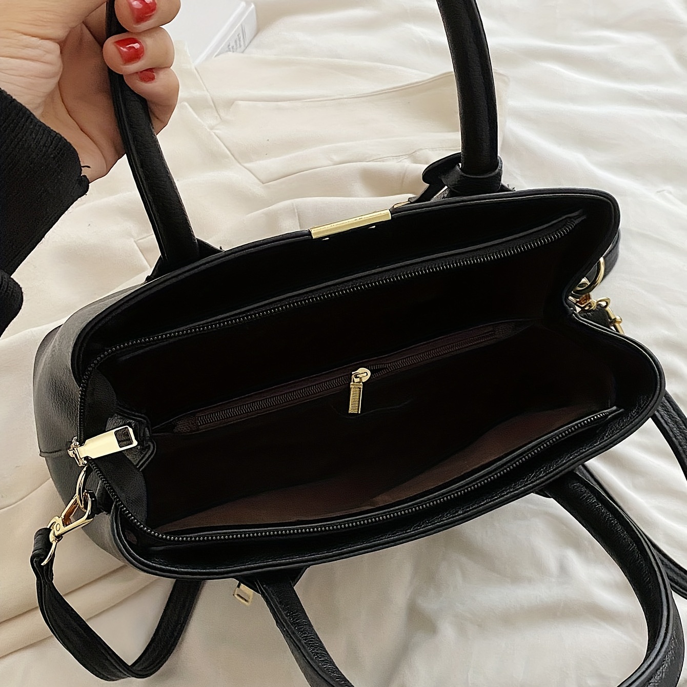 Solid Color Handbag Women Large Capacity Crossbody Bag Temu