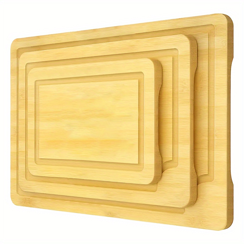 Tabla de cortar de madera para cocina: tabla de cortar de madera de bambú  orgánico con ranuras para jugos - La mejor tabla de cortar de madera para