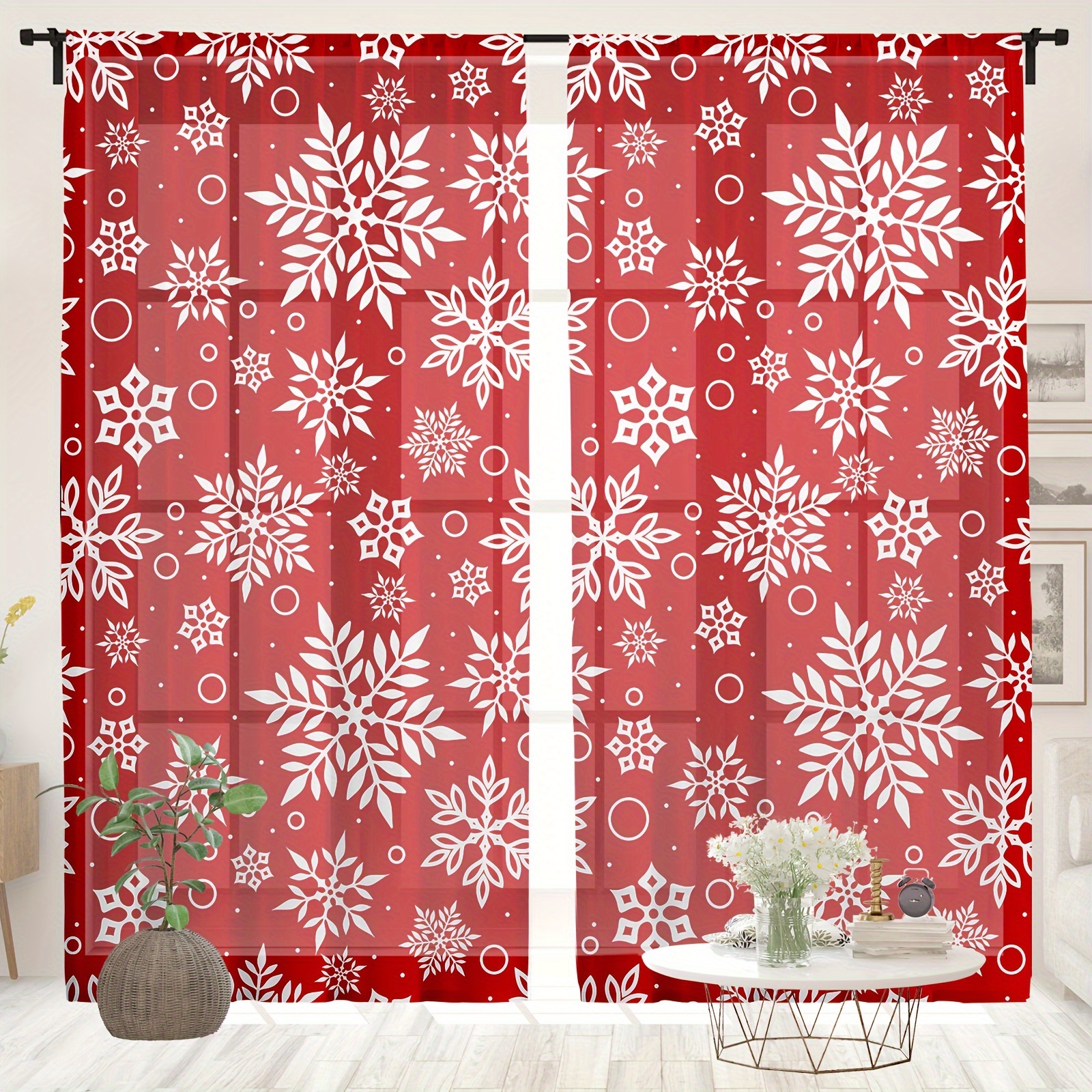 Tenda Natale Tende Porte Francesi Cucina Alce Fiocco Di Neve Stampato  Blackout Finestra Corta Rossa La Decorazione Domestica Da 24,56 €