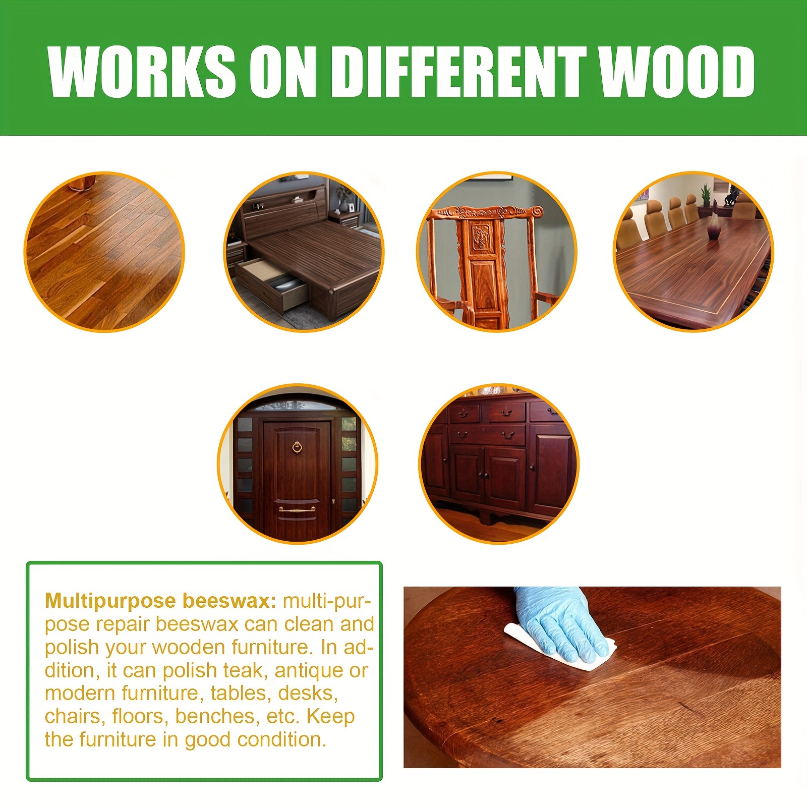 Reparador para arañazos de madera, cera de abeja, pulido, reparación de  muebles de suelo de madera