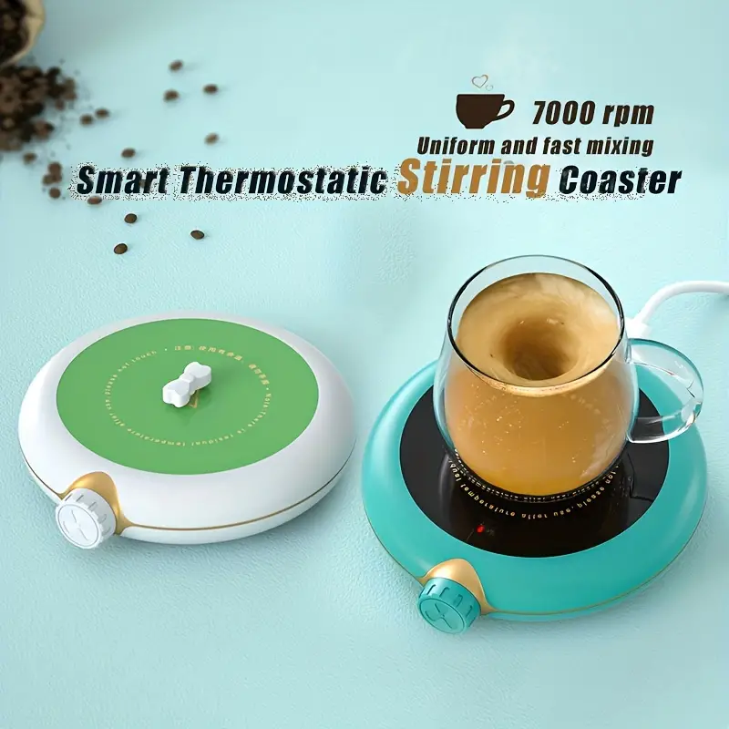 Self Stirring Coffee Mug Electric High Speed Mixing Glass Cup With Lid and  Insulated coasters Coffee