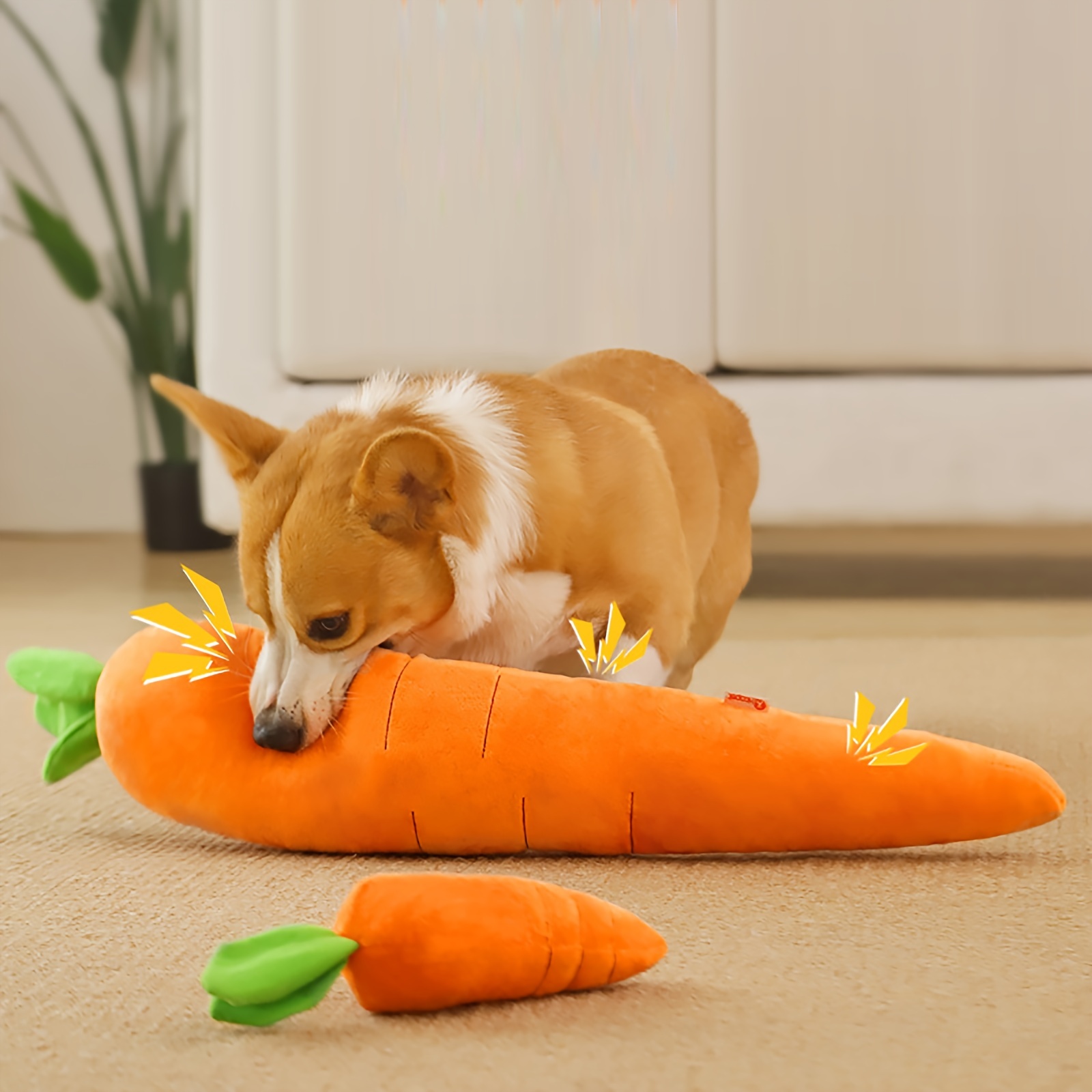 

1pc Cute Carrot Plush Toy For Pets - Soft And Durable Bite Doll For Playtime And Training