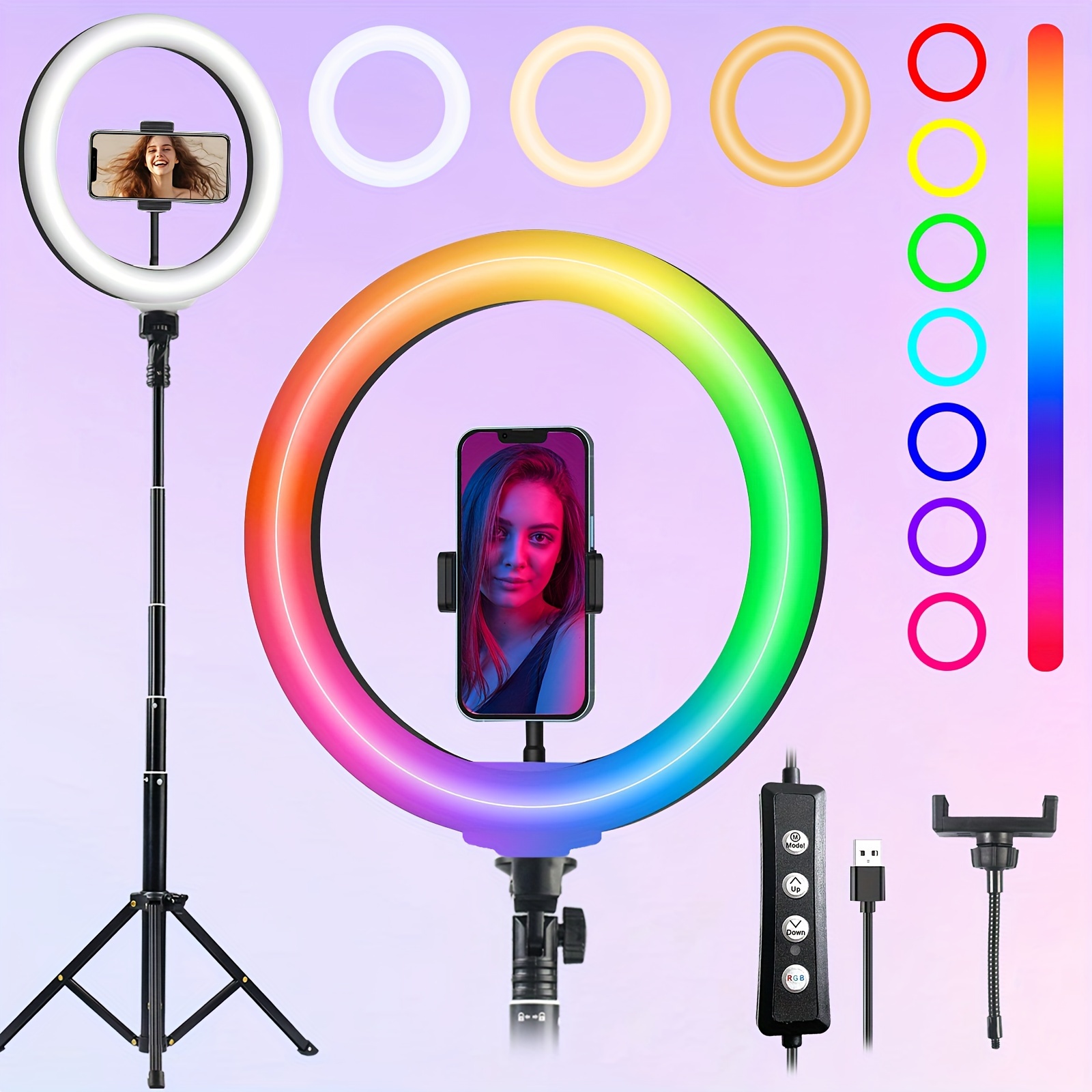 1pc 10 Pouces Selfie Ring Light, Dimmable LED Ring Light Avec