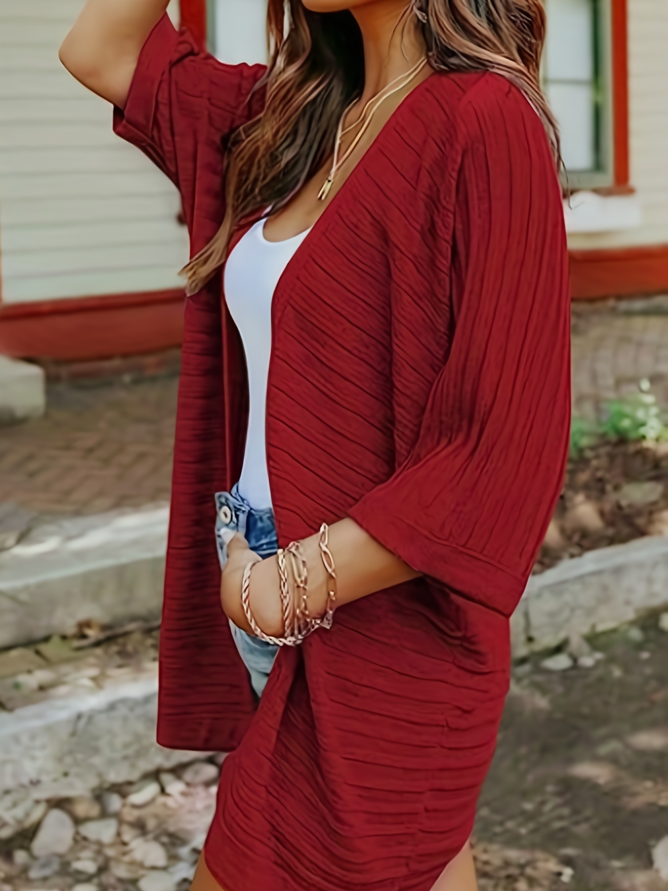 Mid shop sleeve cardigan