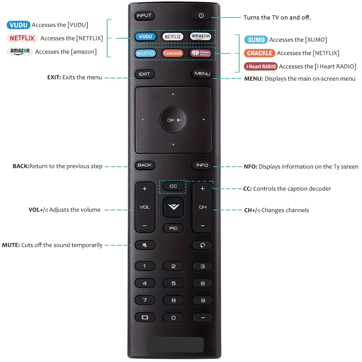 Universal Remote Control Xrt136 Compatible With All Vizio Smart Tvs Led ...