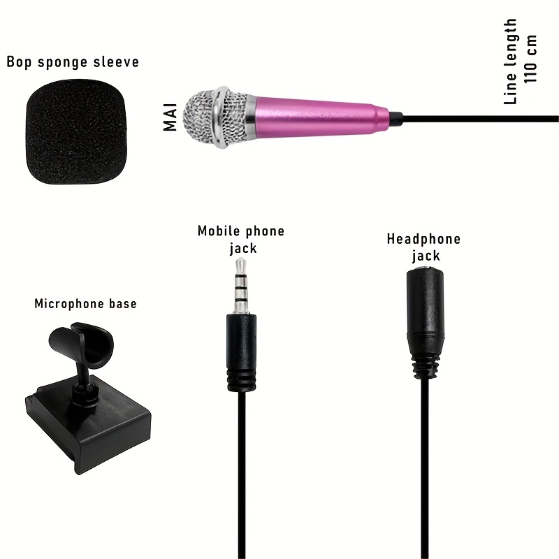 Mini Microphone Rose Rouge + Support Économisez De L'argent - Temu