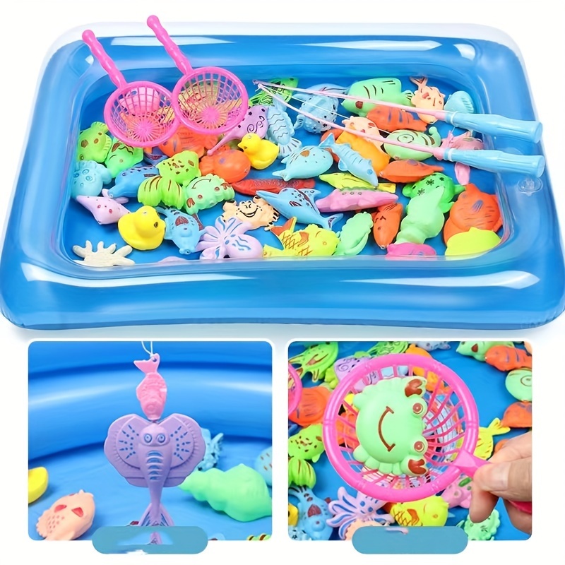 Kids Fishing Toy Set Inflatable Pool Magnetic Puzzle Cat - Temu Philippines