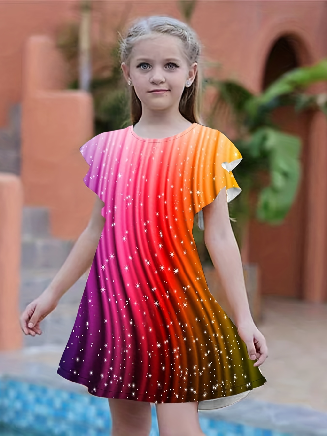Toddler Girls Sleeveless Rainbow Floral Graphic Crisscross - Temu