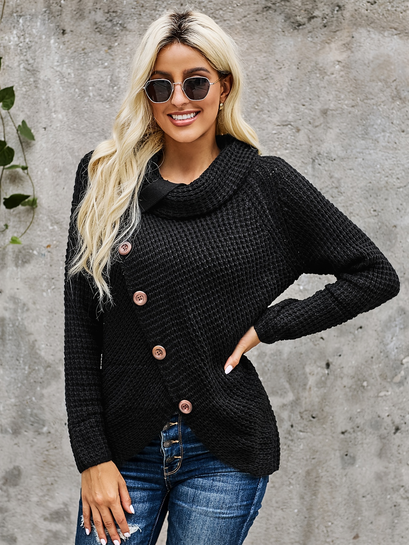 Cowl Neck Sweater For Women - Temu
