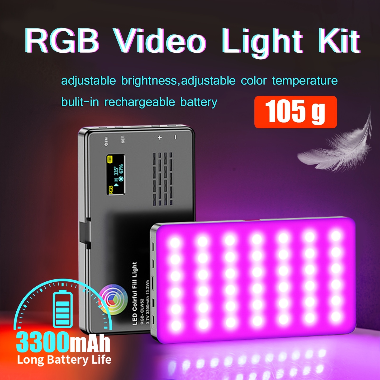 W200 Potable Éclairage vidéo LED RVB 2500K-9000K avec pour la photographie  historique Selfie magnétique de la lumière pour  Vlog Live Stream -  Chine Ordinateur de poche LED RVB de remplir la