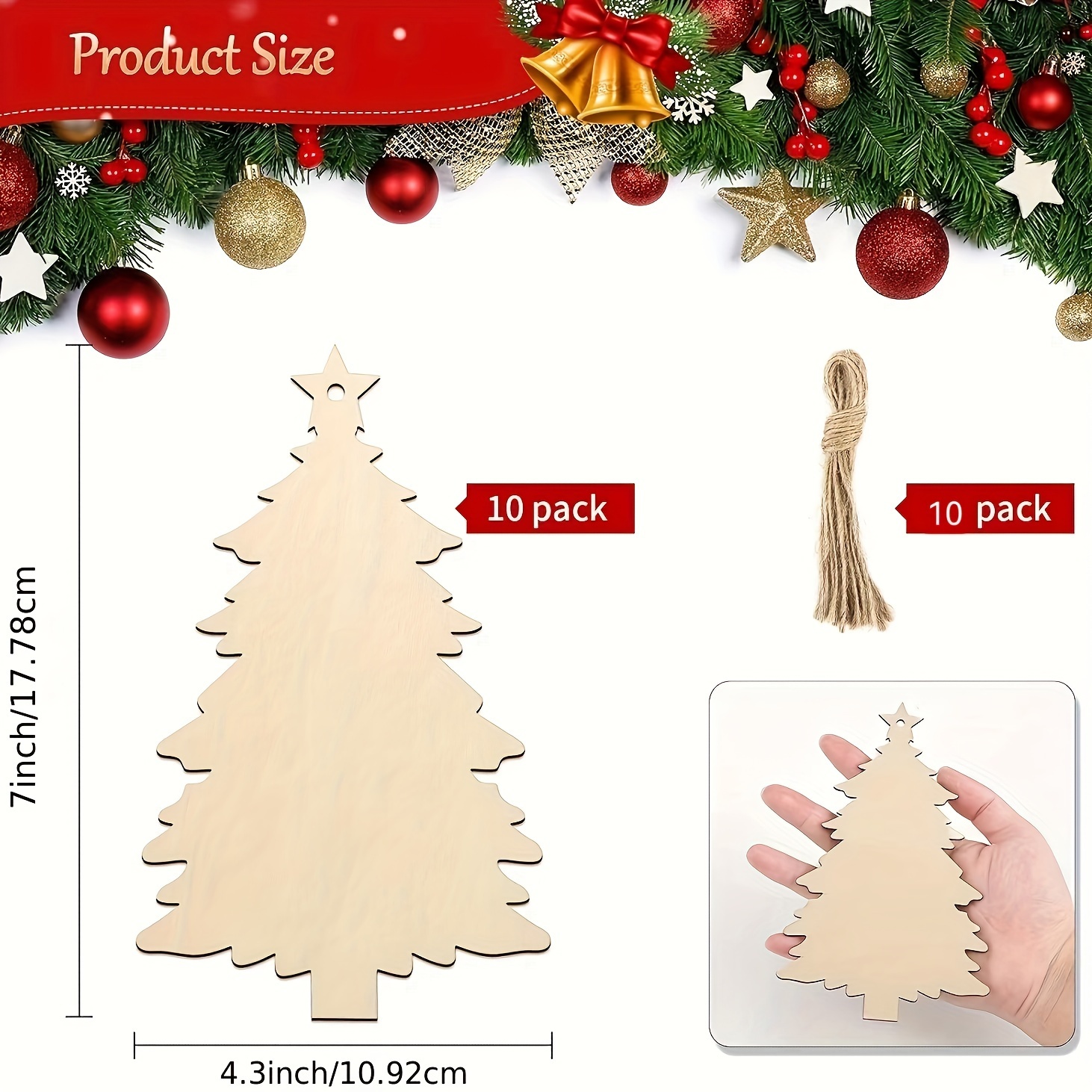 Large Size Wooden Christmas Ornaments Paint Diy Blank Bell - Temu