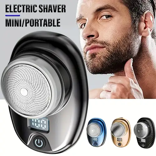Mini afeitadora, maquinilla de afeitar eléctrica para hombres con pantalla  LCD, recortadora portátil de barba de bolsillo, afeitadoras rotativas para
