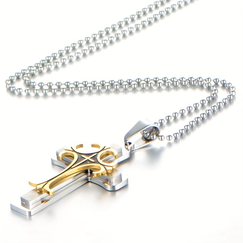 Three Layer Metal Cross Necklace