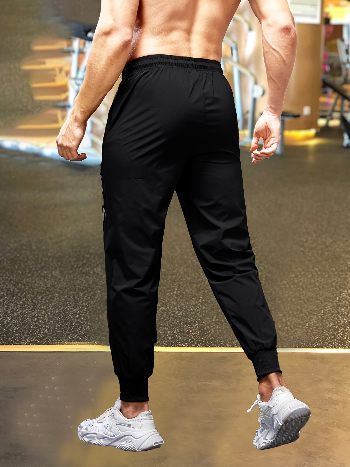 Men Training Bodybuilding Workout Fitness Long Pants Tight-Drying ...