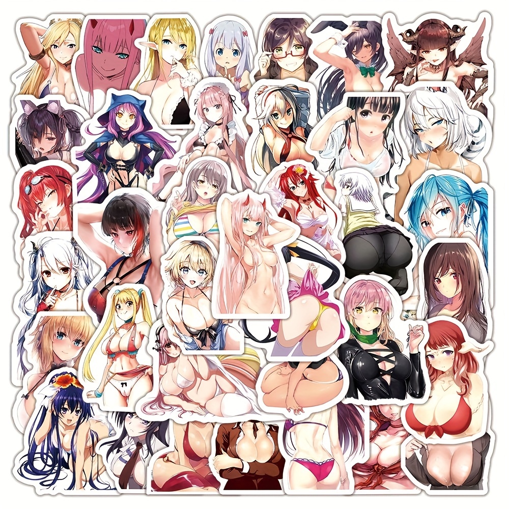 50Pcs Color and White Girl Cartoon Stickers Charming Alluring Uncensored  Decal for Adult Stickers for Adult Waterproof Decals Stickers for Decals  for