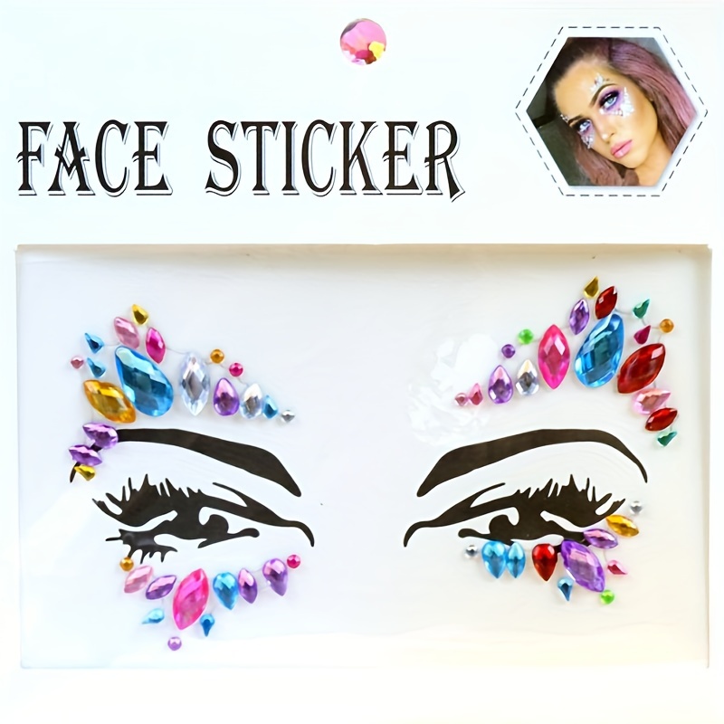 Colourful Kids Makeup Face Stickers Crystal Diamonds Gemstones Girls Women  Holiday Glitter Party Self Adhesive Eye Face Tattoos