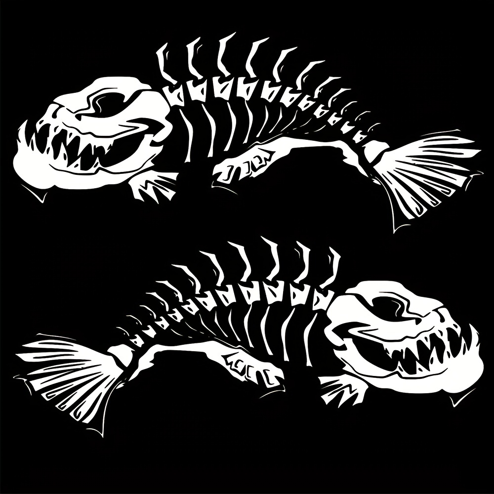 1Pair White Fish Boat Yacht Sticker Vinyl Graphics Decals Body