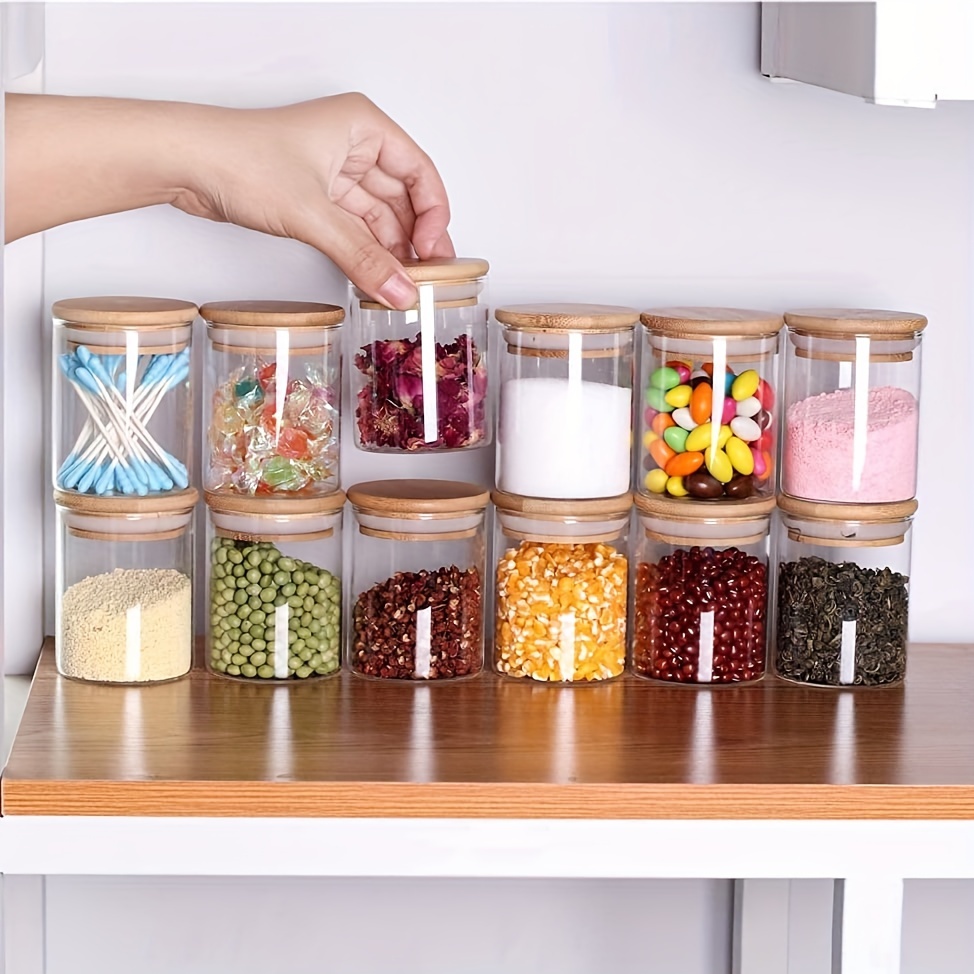 Glass Jar Transparent Storage Container With Wooden Lid - Temu
