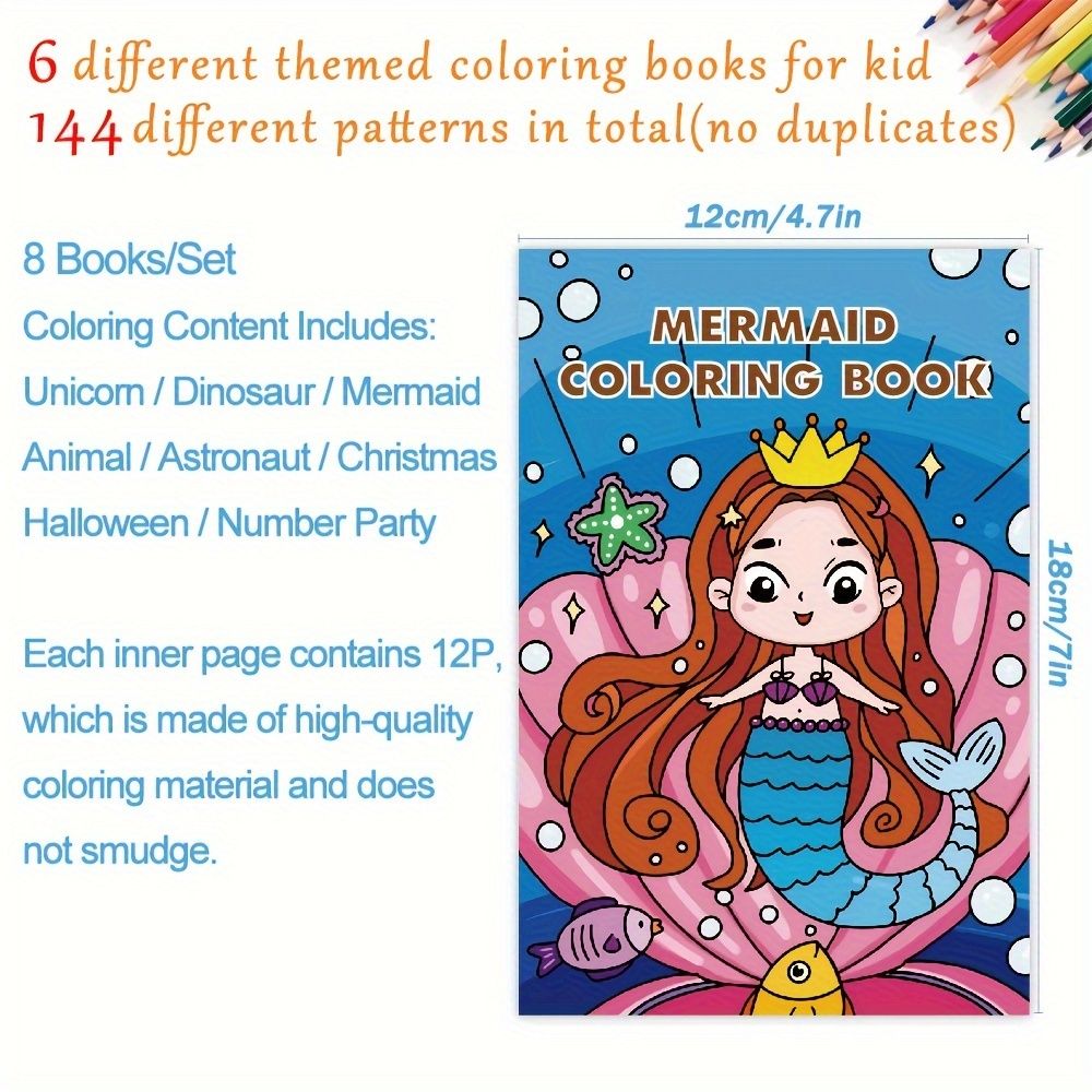 Birthday　Coloring　Temu　Unicorn,　Party　Books　Animal,　Includes　Activity　Party　Coloring　Gifts　Classroom　Astronaut,　Supplies,　Number　Halloween,　Favors　Bulk　Mini　Christmas,　Italy　Dinosaur,　Coloring　Books,　Small　Books　Mermaid,
