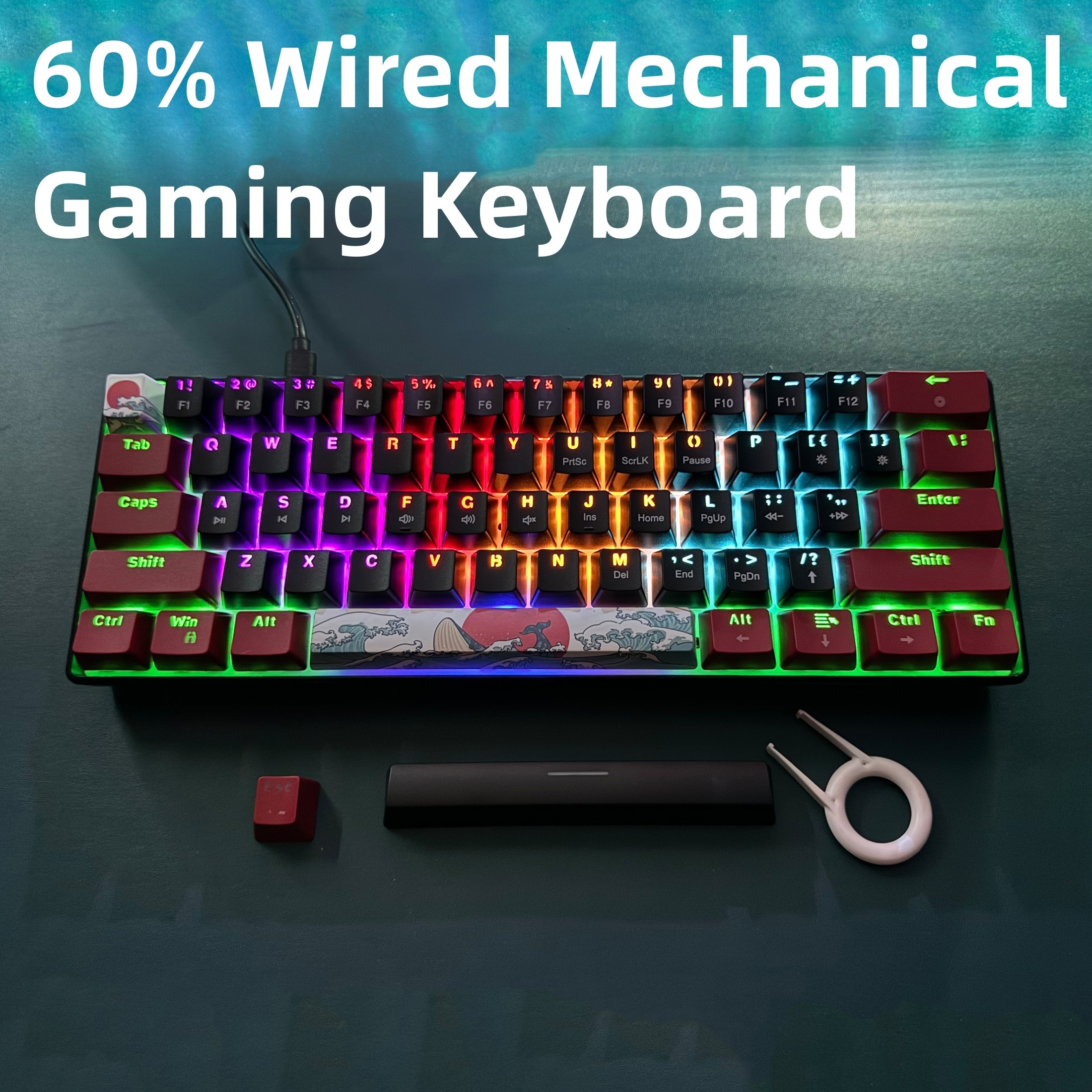 One handed Mechanical Gaming Keyboard Rgb Backlit Portable - Temu