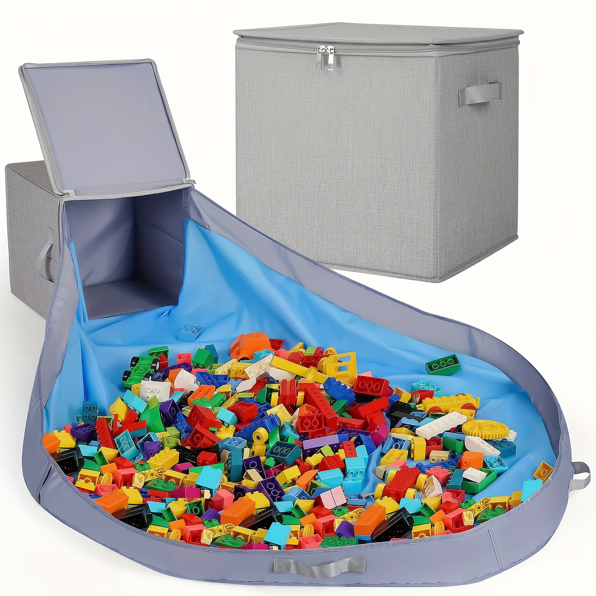 Brainytot Toy Storage Basket and Play Mat - Lego Storage Bag Play Mat - Lego  Organizers - Hot Wheels Storage Bin Â Draw