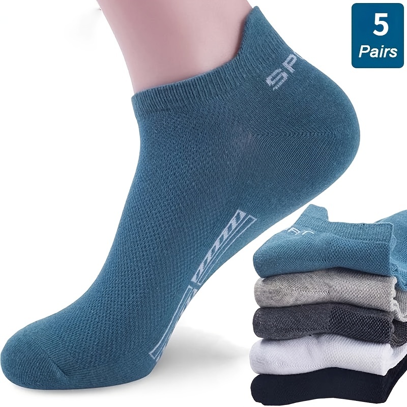 imagen del artículo paquete de 5   de calcetines tobilleros de malla transpirable   calidad, adecuados para deportes y gimnasio - calcetines atléticos cortos y   con soporte para  , para ropa casual de  /verano, color liso (  a  )