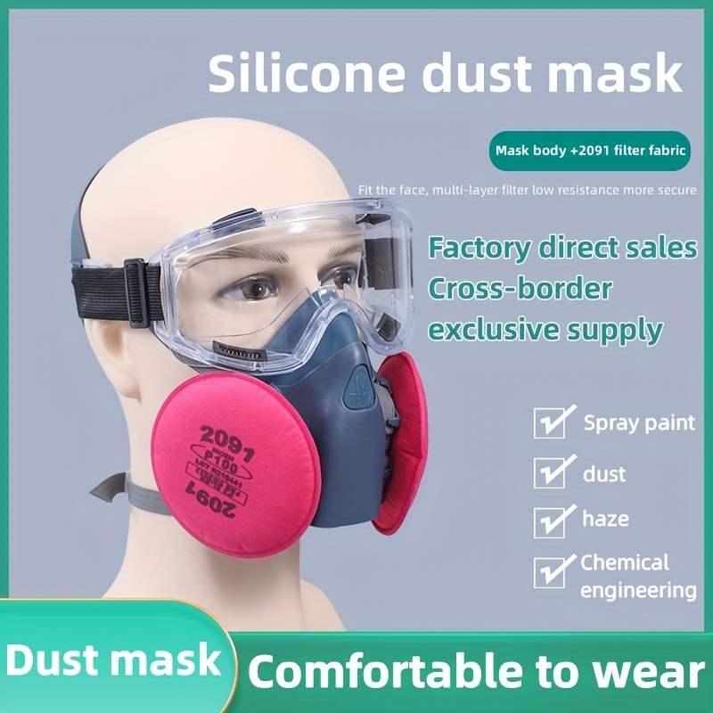 1pc Masque Anti-poussière Filtre Coton Respirateur Demi-visage Masque Anti-poussière  Anti-construction Industrielle Poussière Brume Brouillard Sécurité Masque À  Gaz - Commerce Et Industrie - Temu