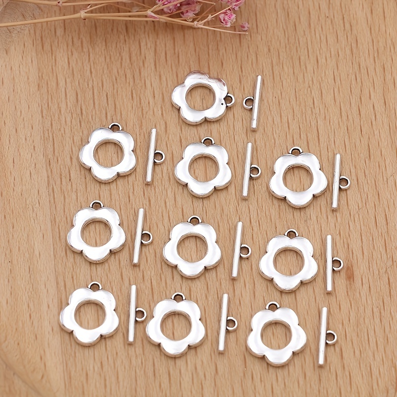 Silvery Flower Ot Toggle Clasps Connectors Diy Pendants For Jewelry Making Handmade Necklace Bracelet Accessories