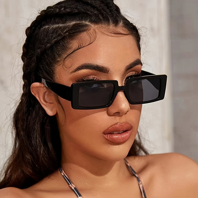 Rectangular Trendy Shades Sunglasses Vintage Women's Sports - Temu