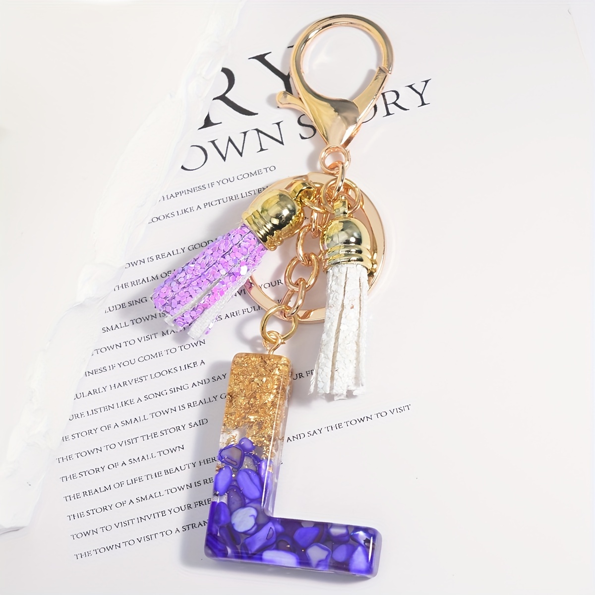 Golden Glitter Initial Letter Keychain Alphabet Key Chain - Temu