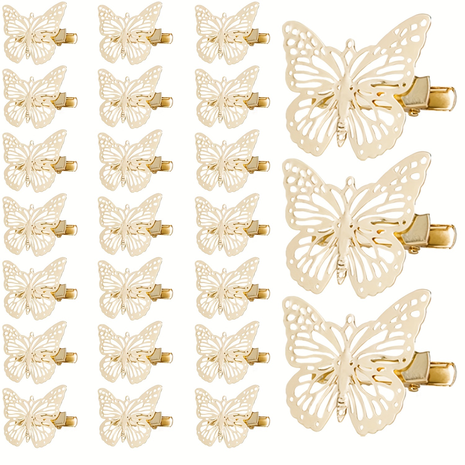 Girl's Hair Fashion Hair Clips Moving Butterfly Hollow Butterfly Pins  2Pcs/set