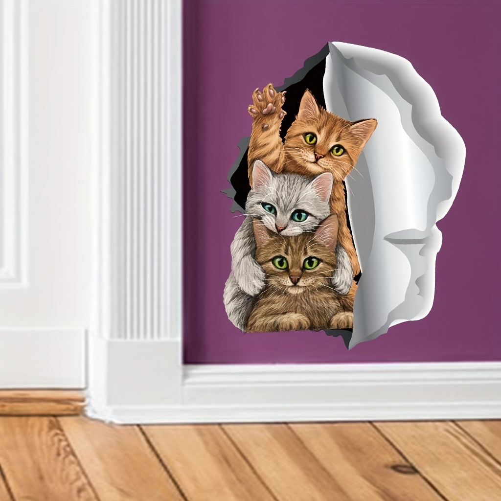 Cat In The Tree Wall Art Mural Cute Removable Peel and Stick PVC