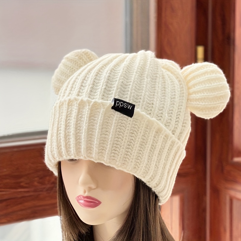 1pc Gorro Invierno Otoño Mujer, Lindo Gorro Nieve Tejido Cálido Protección  Orejas - Deporte Aire Libre - Temu