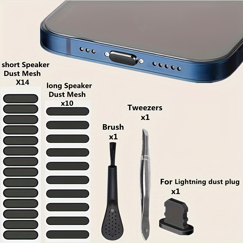 Tatuo Tapones antipolvo de metal compatibles con iPhone 14/13/12/13 Pro  Max, kit de cepillo de limpieza de enchufe de puerto de cargador de  teléfono