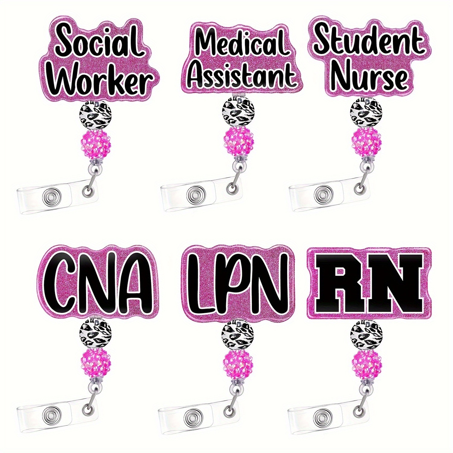 Personalized Rosegold Badge Reel Nurse Teacher CNA STNA Badge Holder Badge  Clip Healthcare 