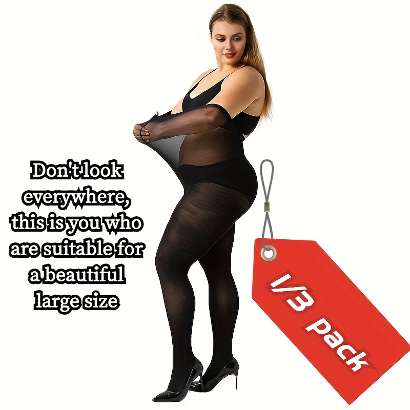 Women's Plus Casual Tights, Plus Size 200d Elastic Control Top Semi Sheer  Stretchy Pantyhose - Women's Curve Clothing - Temu