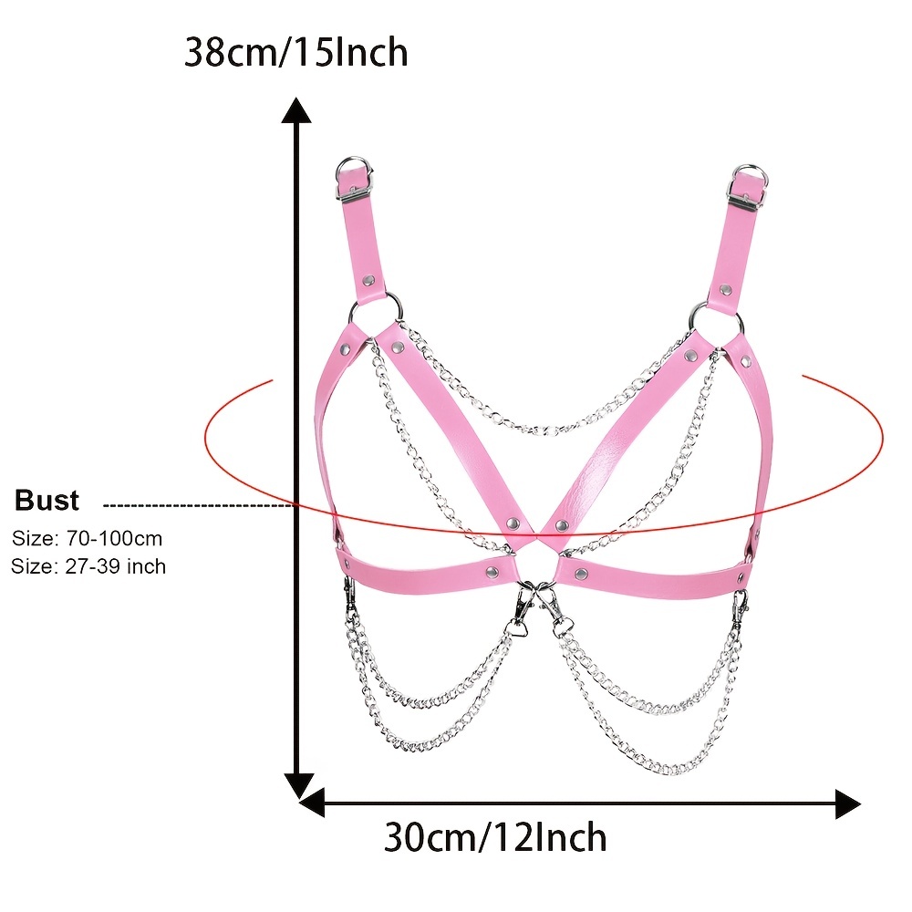 Bra Cage Chain Harness Belts Sexy Gothic Faux Leather Hollow Bra