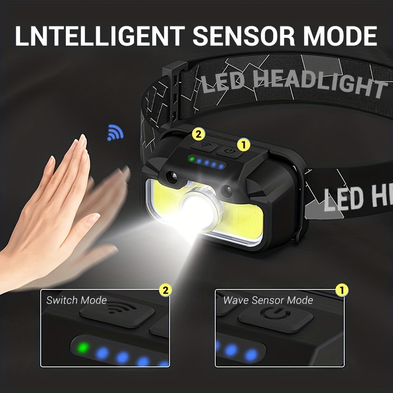 LINTERNA FRONTAL RECARGABLE CON SENSOR DE MOVIMIENTO