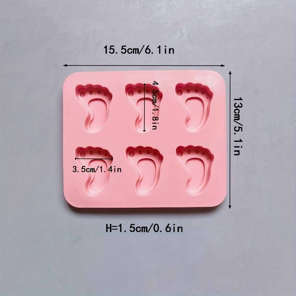 1個、赤ちゃんの足跡チョコレート型、3Dシリコン型、かわいい足の形の