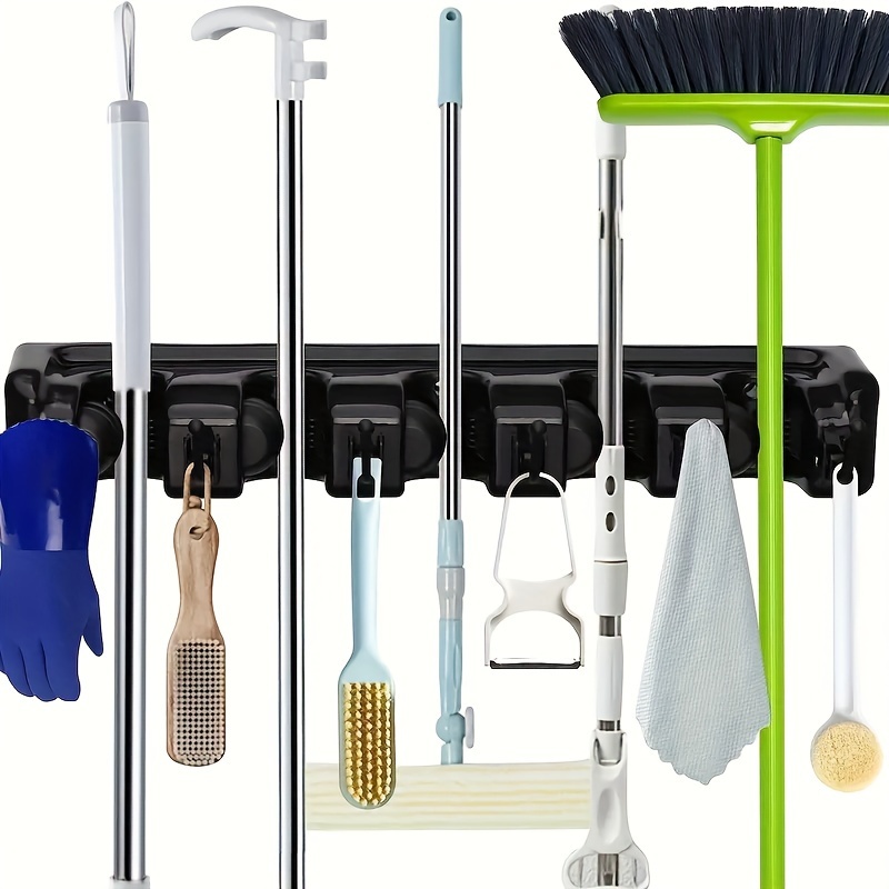Mop Broom Holder With Hooks, Multi-functional Household Wall