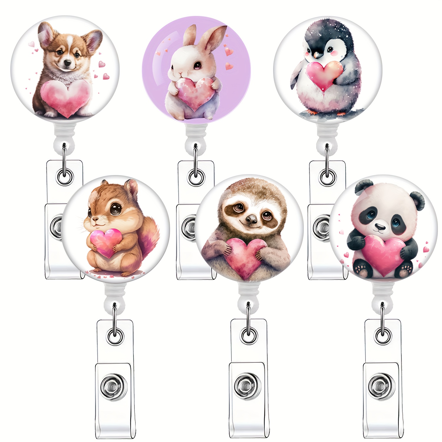 Cute Heart Dog Badge Reel Funny Nurse Teacher Retractable - Temu