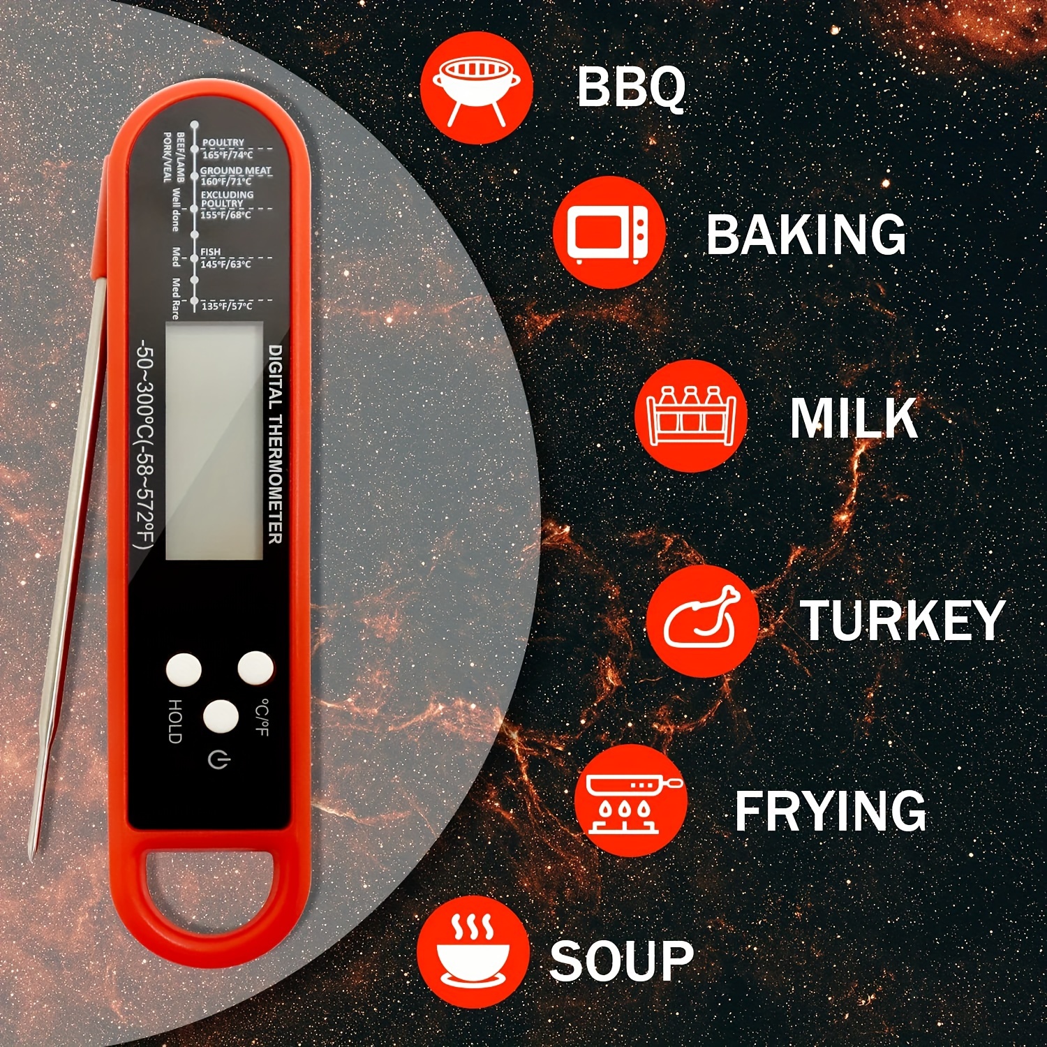 Meat Thermometers, Digital Meat Thermometer, Fast & Precise Food