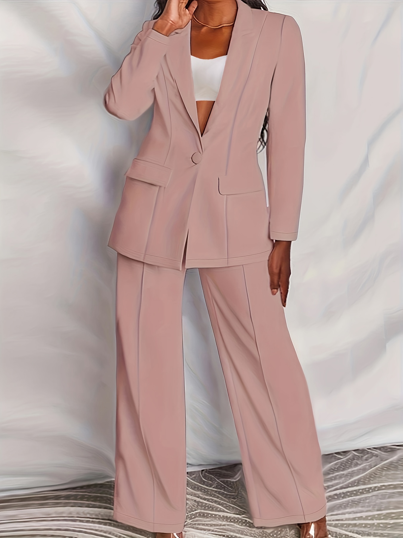 Plus Size Casual Suit Set Women's Plus Solid Long Sleeve - Temu Canada