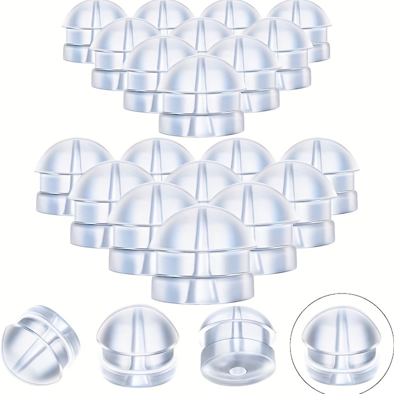 100 Pcs Clear Silicone Earring Backs Hypoallergenic Secure Push-Back  Earring Stoppers for Stud Earrings, 10x6mm