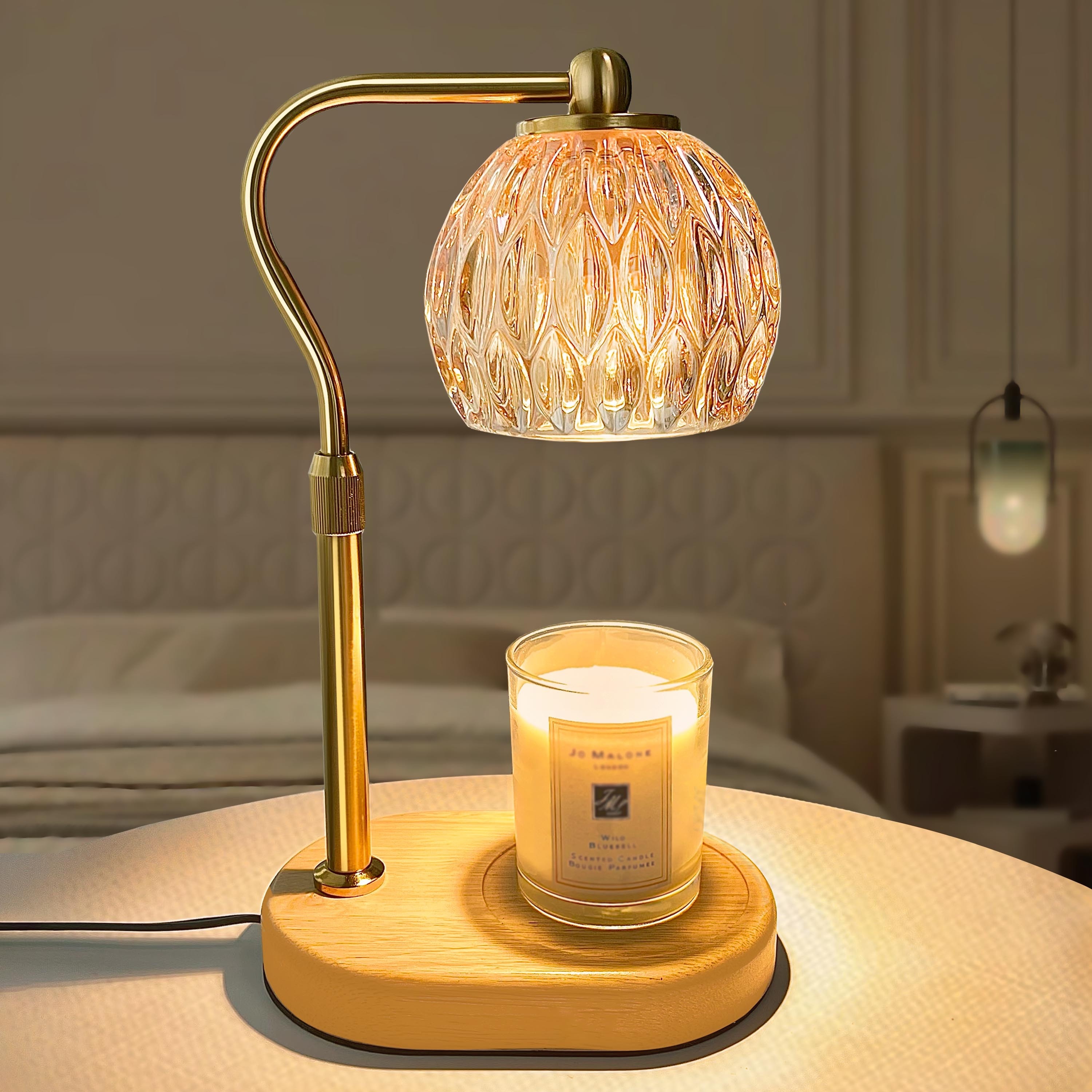 Dimmable Candle Warmer Lamp,with 2H/4H/8H Timer,Electric Candle Melter,2  Bulbs Included,Safety Night Lamp for Aromatherapy Candles,Scented Candles