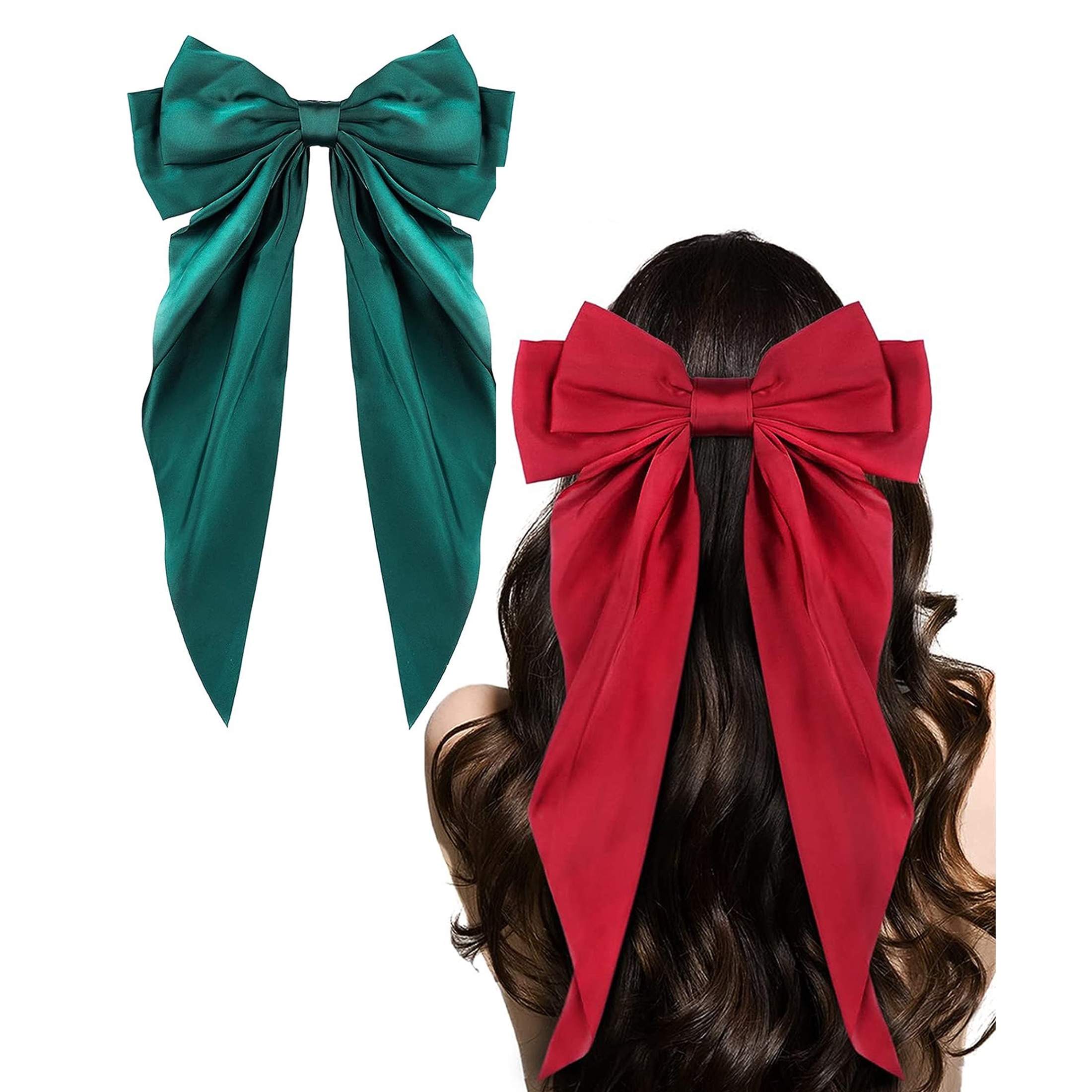 Satin Silky Bow Hair Clip Elegant Long Ribbon Bow Back Head - Temu