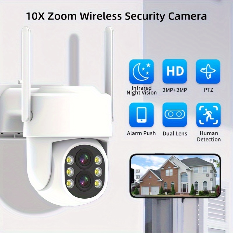 Cámara de seguridad para el hogar con bombilla 5G para exteriores, cámaras  inalámbricas de videovigilancia, cámara panorámica PTZ WiFi con base de