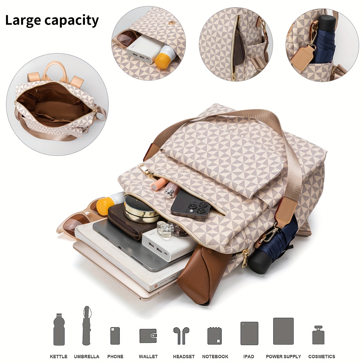 Large Capacity Casual Backpack, Multi Pocket Casual Travel Backpack - Temu